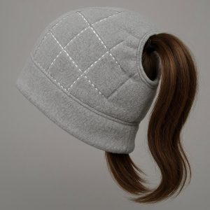 Women's Winter Ponytail Hat - Reflective Fleece for Cold Weather & Safety