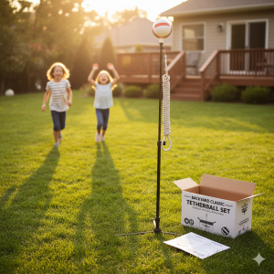 Outdoor Tetherball Set – Complete with Ball, Rope & Pole for Backyard Games