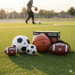 6-Piece Multi-Sport Ball Set – Soccer, Basketball & Football Training Combo